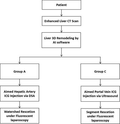 Trans-arterial positive ICG staining-guided laparoscopic liver watershed resection for hepatocellular carcinoma